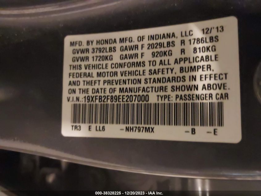 2014 HONDA CIVIC EX - 19XFB2F89EE207000