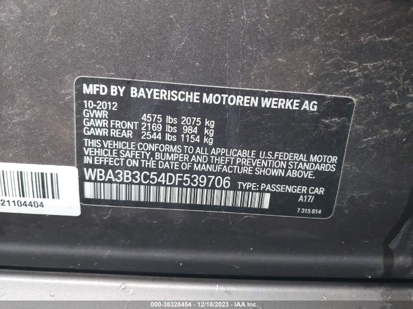 2013 BMW 328I XDRIVE - WBA3B3C54DF539706