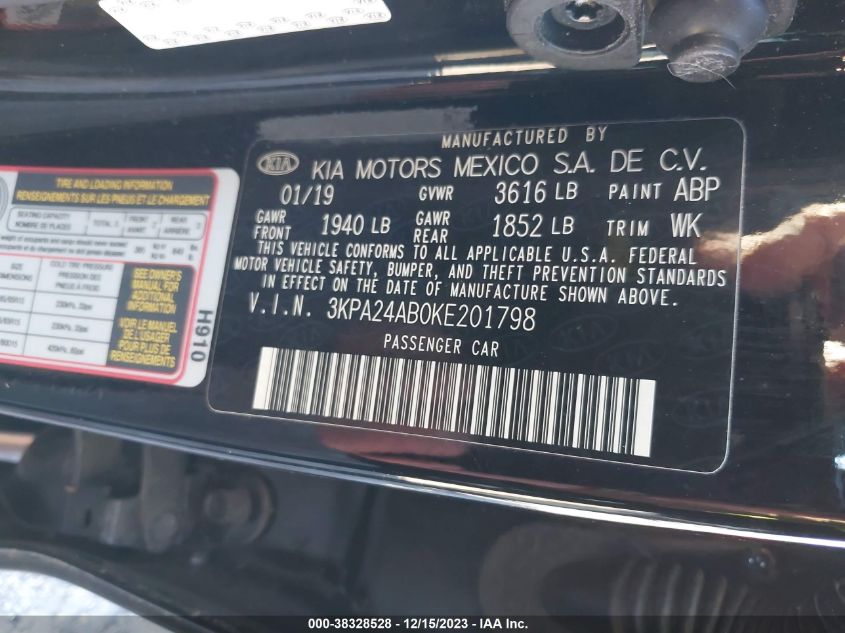 2019 KIA RIO S - 3KPA24AB0KE201798