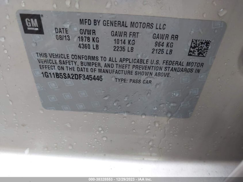 2013 CHEVROLET MALIBU 1LS - 1G11B5SA2DF345446