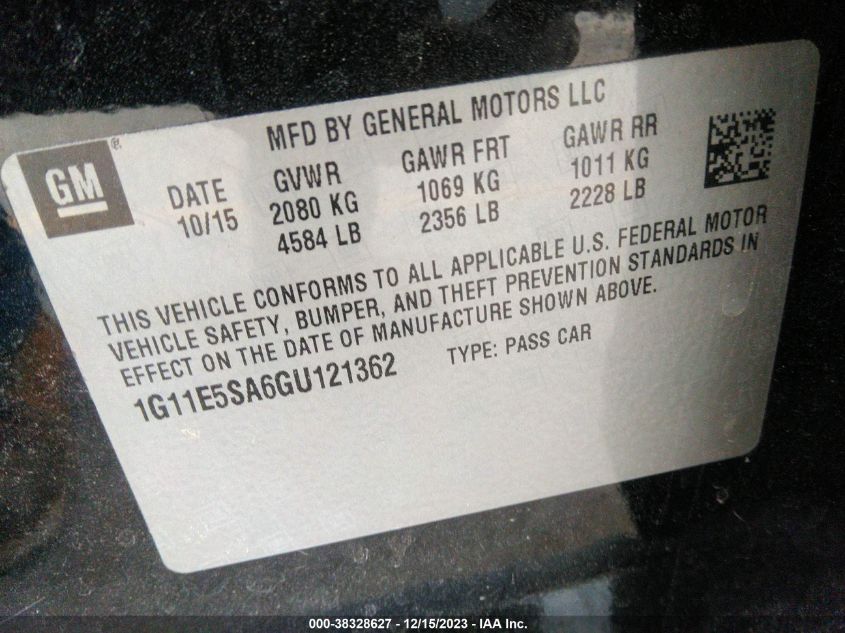 2016 CHEVROLET MALIBU LIMITED LTZ - 1G11E5SA6GU121362