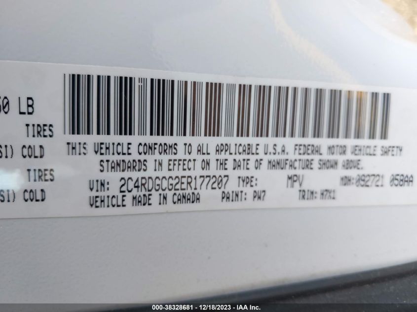 2014 DODGE GRAND CARAVAN SXT - 2C4RDGCG2ER177207