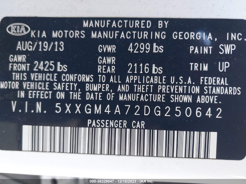 2013 KIA OPTIMA LX - 5XXGM4A72DG250642