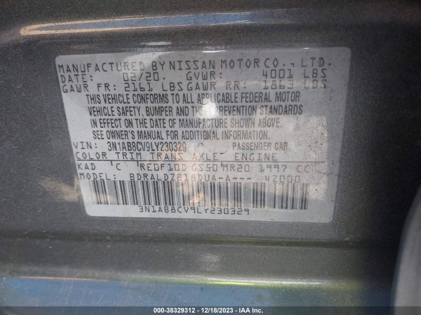 2020 NISSAN SENTRA SV - 3N1AB8CV9LY230329