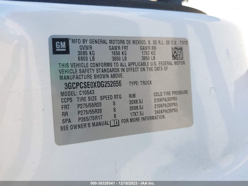 2013 CHEVROLET SILVERADO 1500 LT - 3GCPCSE0XDG252656