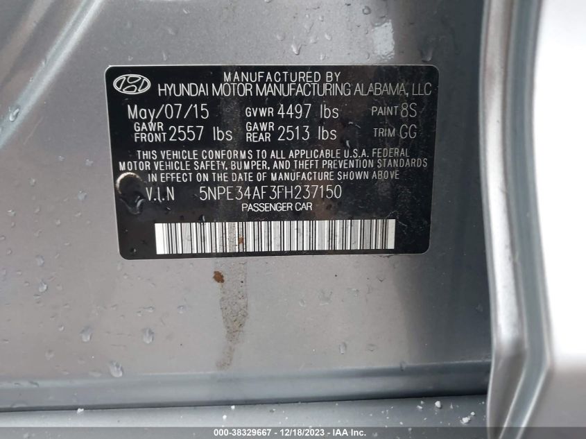 2015 HYUNDAI SONATA SPORT - 5NPE34AF3FH237150