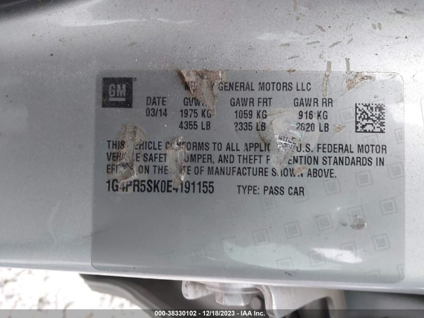 2014 BUICK VERANO CONVENIENCE - 1G4PR5SK0E4191155