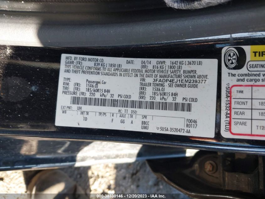 2014 FORD FIESTA SE - 3FADP4EJ1EM239377