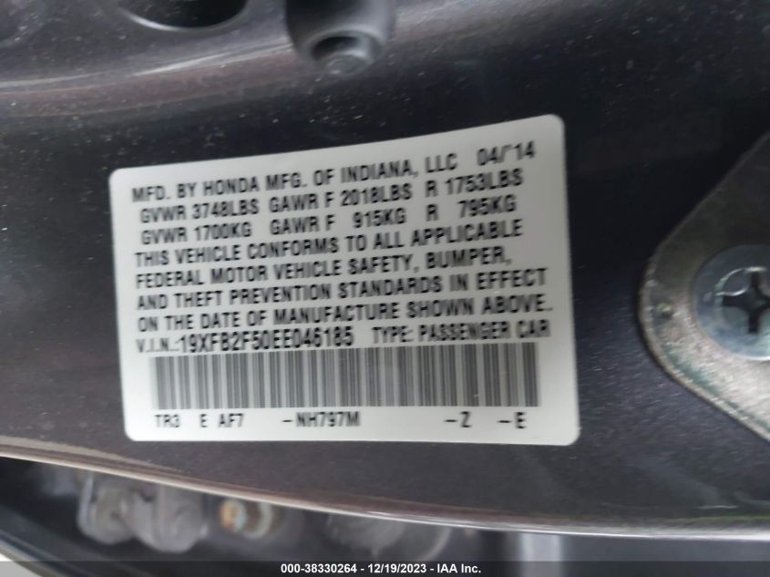 2014 HONDA CIVIC LX - 19XFB2F50EE046185