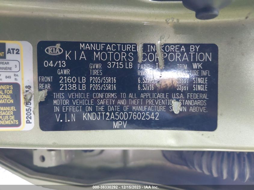 2013 KIA SOUL - KNDJT2A50D7602542