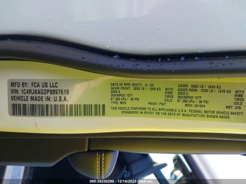 2023 JEEP GRAND CHEROKEE L ALTITUDE X 4X4 - 1C4RJKAG2P8897619