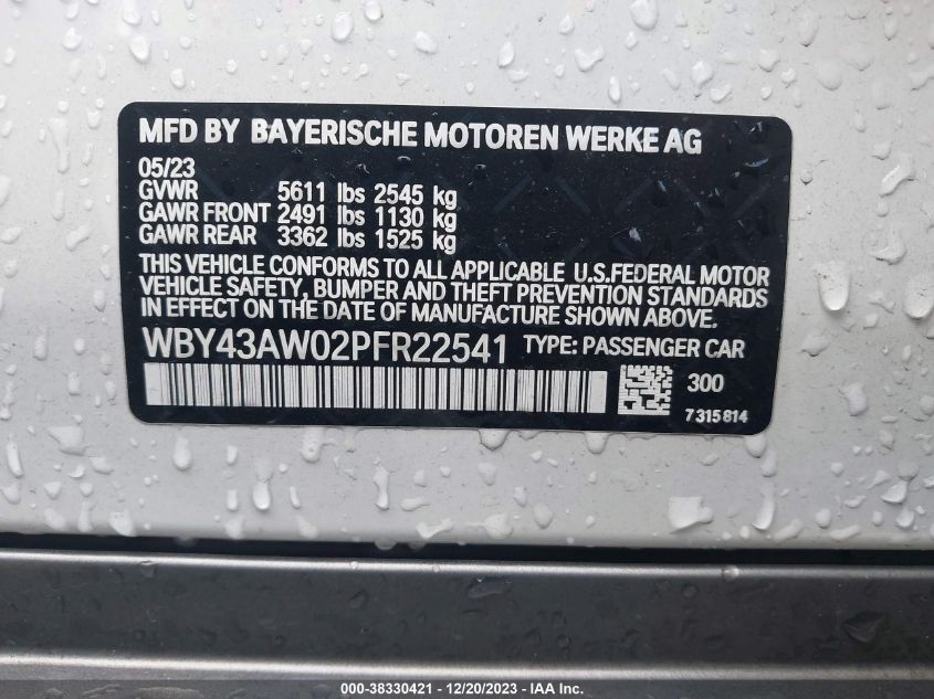 2023 BMW I4 EDRIVE35 - WBY43AW02PFR22541