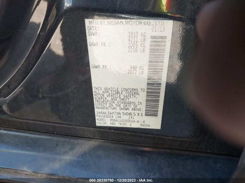 2013 NISSAN ALTIMA 2.5 SV - 1N4AL3AP7DN506531