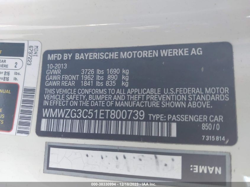 2014 MINI CLUBMAN COOPER S - WMWZG3C51ET800739
