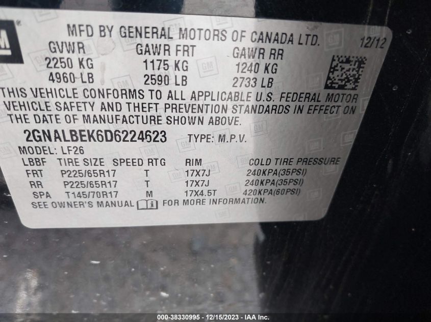 2013 CHEVROLET EQUINOX LS - 2GNALBEK6D6224623