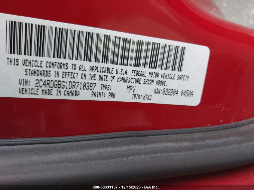 2013 DODGE GRAND CARAVAN SE - 2C4RDGBG1DR710387