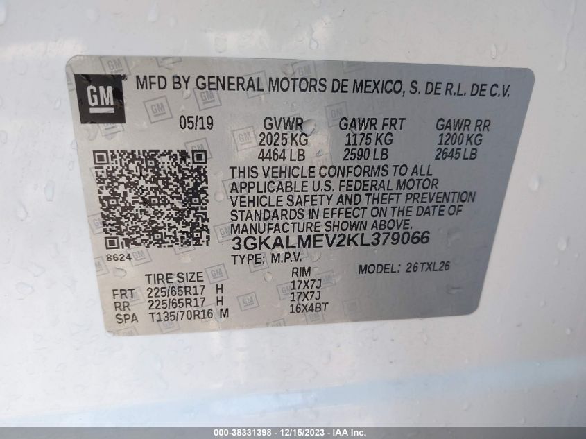 2019 GMC TERRAIN SLE - 3GKALMEV2KL379066