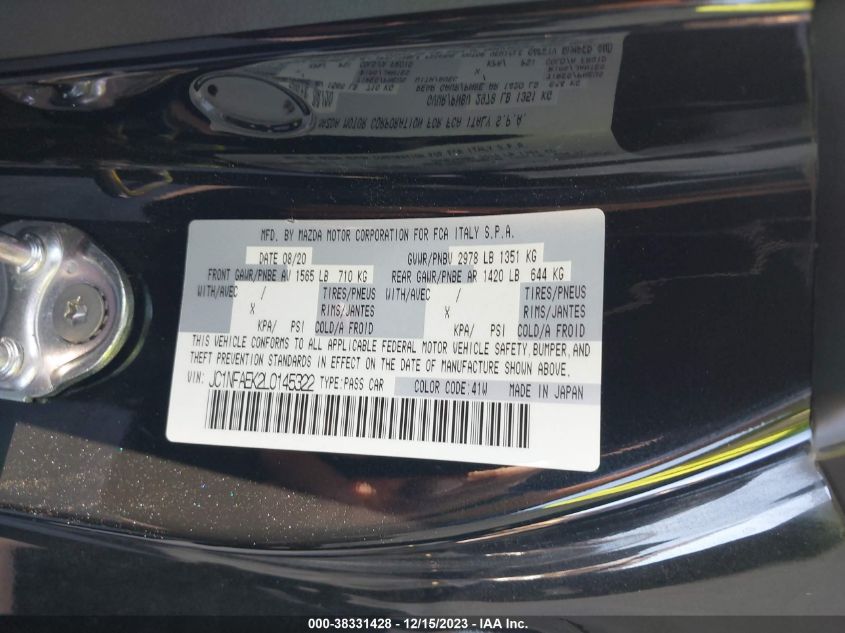 2020 FIAT 124 SPIDER ABARTH JC1NFAEK2L0145322