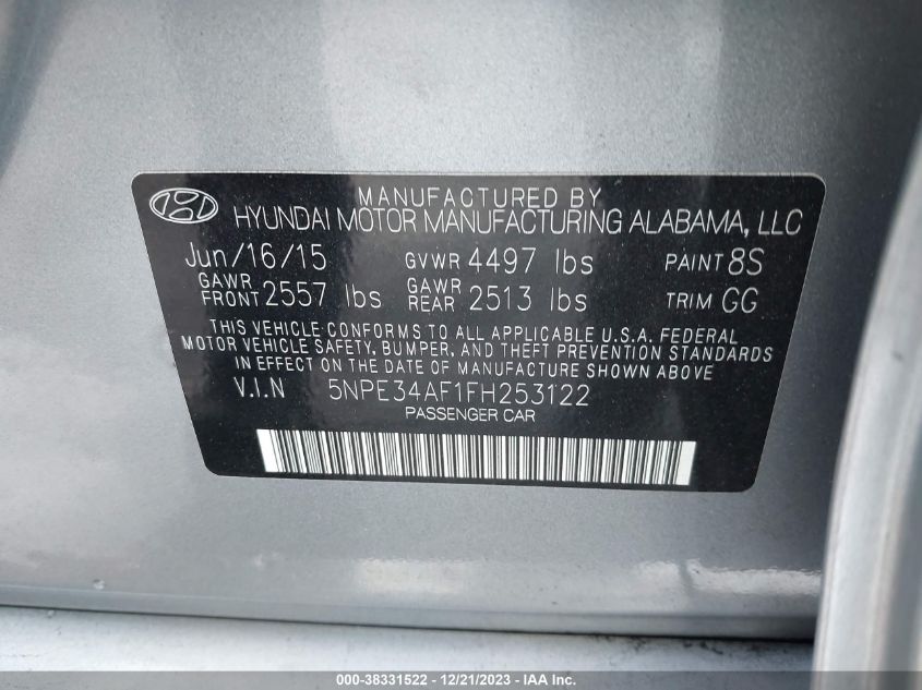 2015 HYUNDAI SONATA SPORT/LIMITED - 5NPE34AF1FH253122