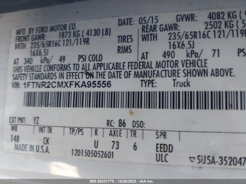 2015 FORD TRANSIT-250 - 1FTNR2CMXFKA95556