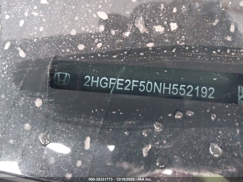 2022 HONDA CIVIC SPORT - 2HGFE2F50NH552192