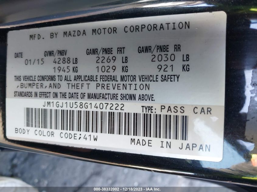 2016 MAZDA MAZDA6 I SPORT - JM1GJ1U58G1407222