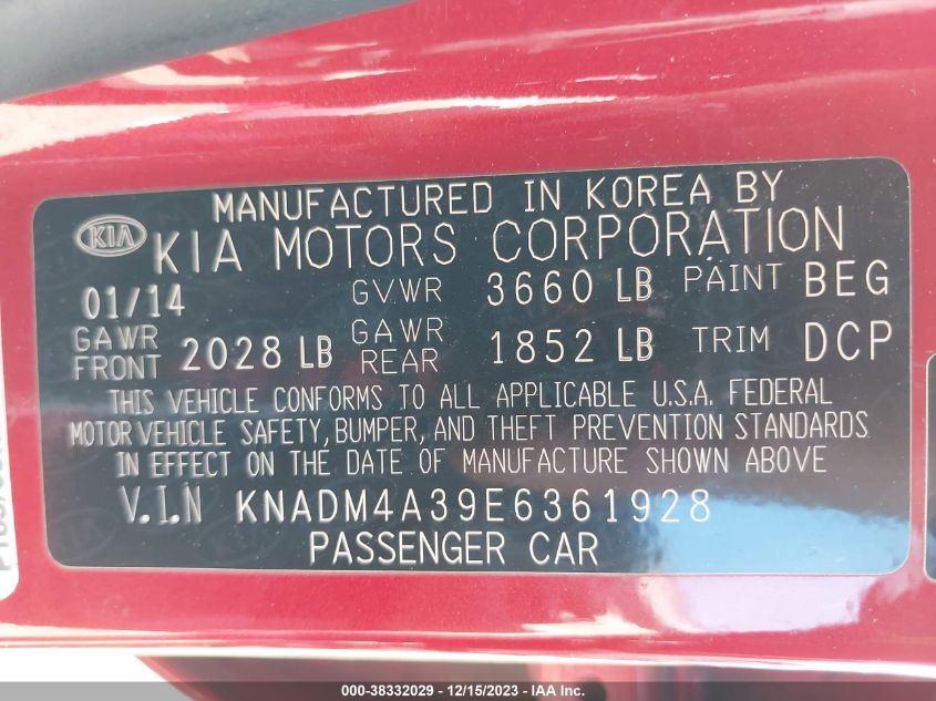 2014 KIA RIO LX - KNADM4A39E6361928