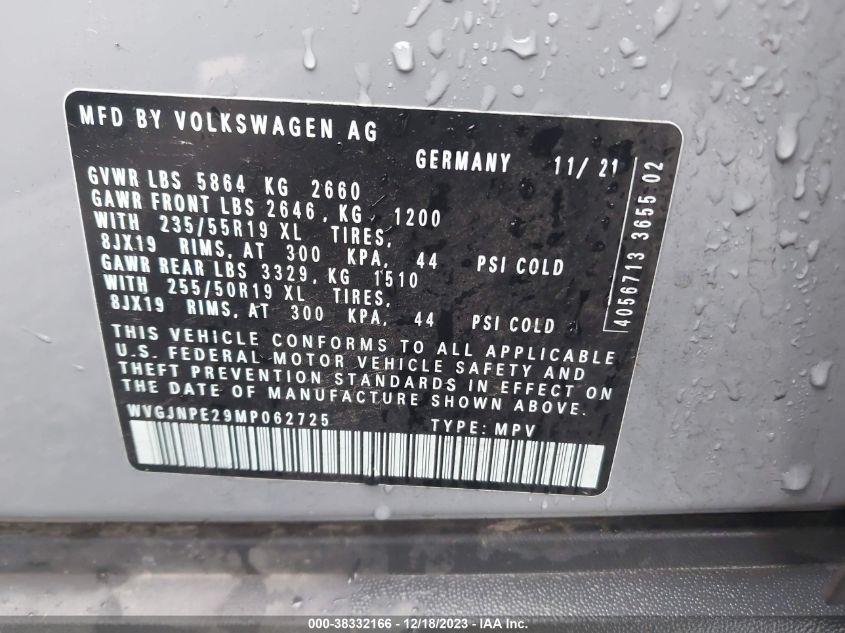 2021 VOLKSWAGEN ID.4 AWD PRO WVGJNPE29MP062725