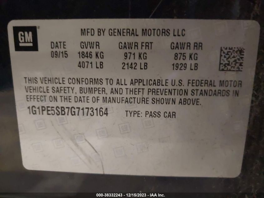 2016 CHEVROLET CRUZE LIMITED 1LT AUTO - 1G1PE5SB7G7173164