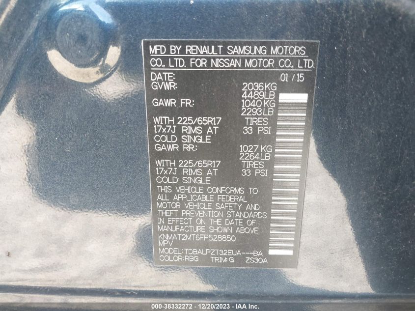 2015 NISSAN ROGUE S - KNMAT2MT6FP528850