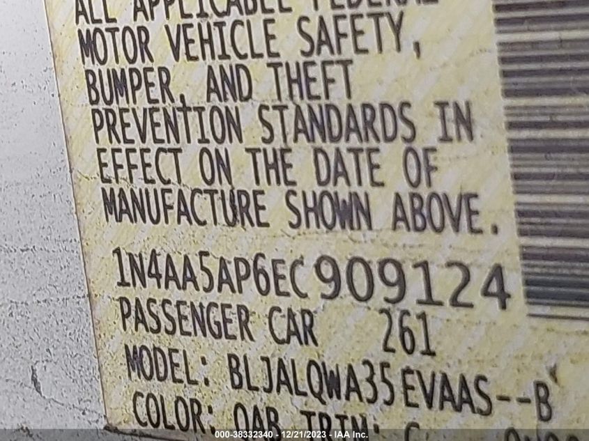 2014 NISSAN MAXIMA 3.5 S - 1N4AA5AP6EC909124