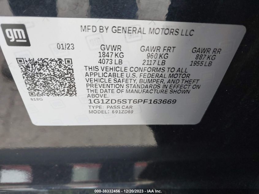 2023 CHEVROLET MALIBU FWD 1LT - 1G1ZD5ST6PF163669