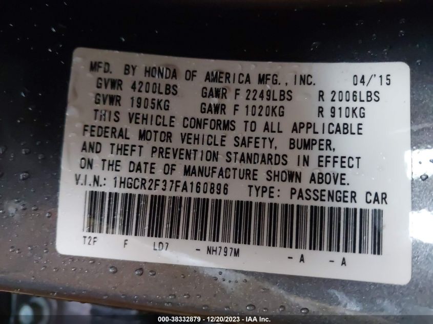 2015 HONDA ACCORD LX - 1HGCR2F37FA160896