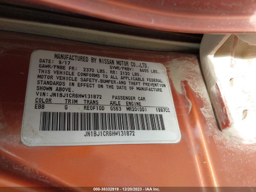 2017 NISSAN ROGUE SPORT S/SV/SL - JN1BJ1CR6HW131872
