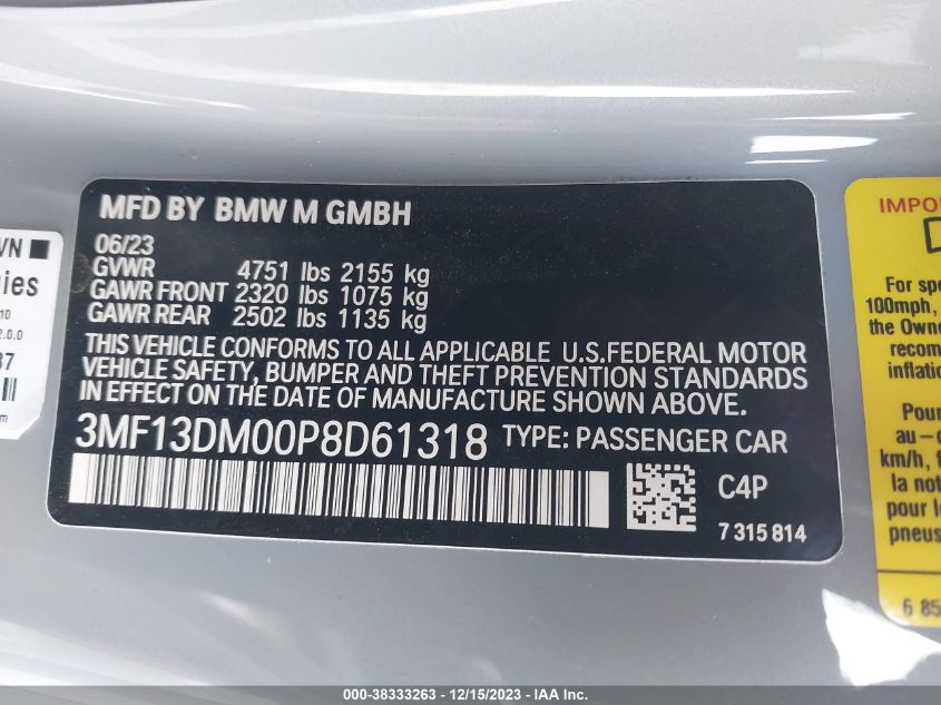 2023 BMW M2 3MF13DM00P8D61318