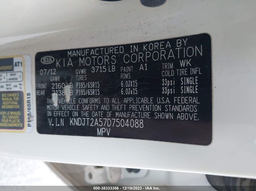 2013 KIA SOUL - KNDJT2A57D7504088
