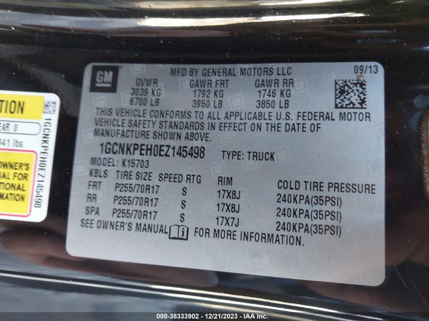 2014 CHEVROLET SILVERADO 1500 WORK TRUCK 1WT - 1GCNKPEH0EZ145498