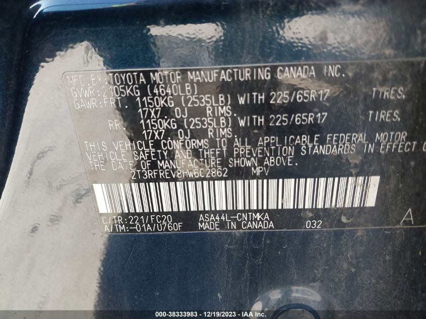2017 TOYOTA RAV4 XLE - 2T3RFREV8HW602862