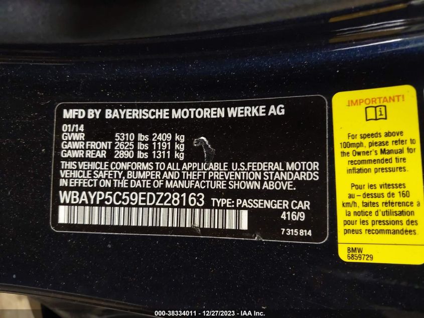 2014 BMW 640I XDRIVE - WBAYP5C59EDZ28163