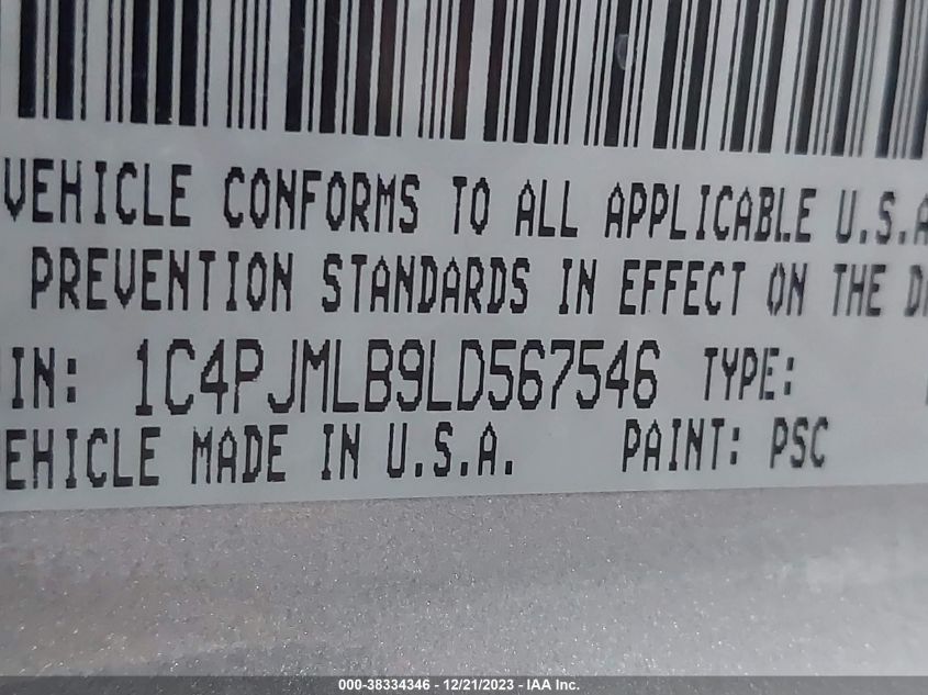 2020 JEEP CHEROKEE LATITUDE PLUS 4X4 - 1C4PJMLB9LD567546