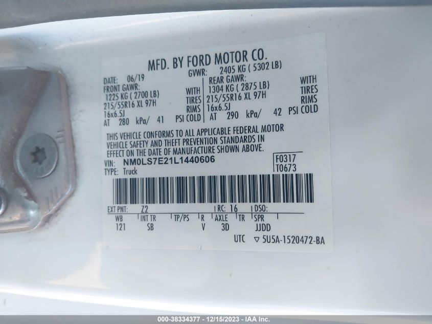 2020 FORD TRANSIT CONNECT XL - NM0LS7E21L1440606