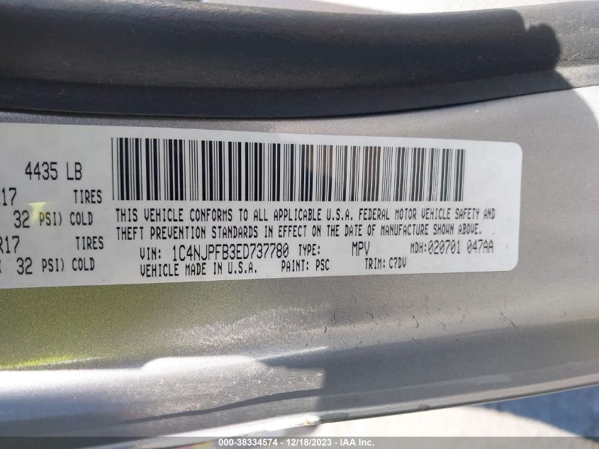 2014 JEEP PATRIOT LATITUDE - 1C4NJPFB3ED737780