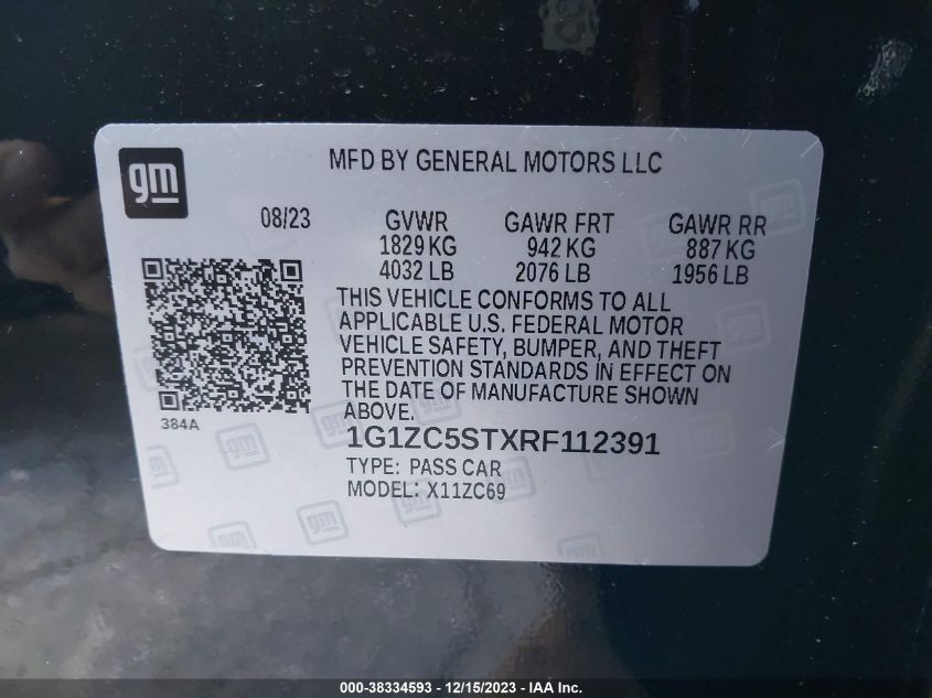 2024 CHEVROLET MALIBU FWD 1FL - 1G1ZC5STXRF112391