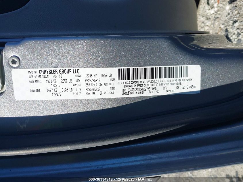 2013 DODGE GRAND CARAVAN SE - 2C4RDGBG8DR602705