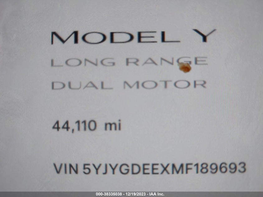 VIN 5YJYGDEEXMF189693 2021 TESLA MODEL Y LONG RANGE DUAL MOTOR ALL-WHEEL DRIVE
