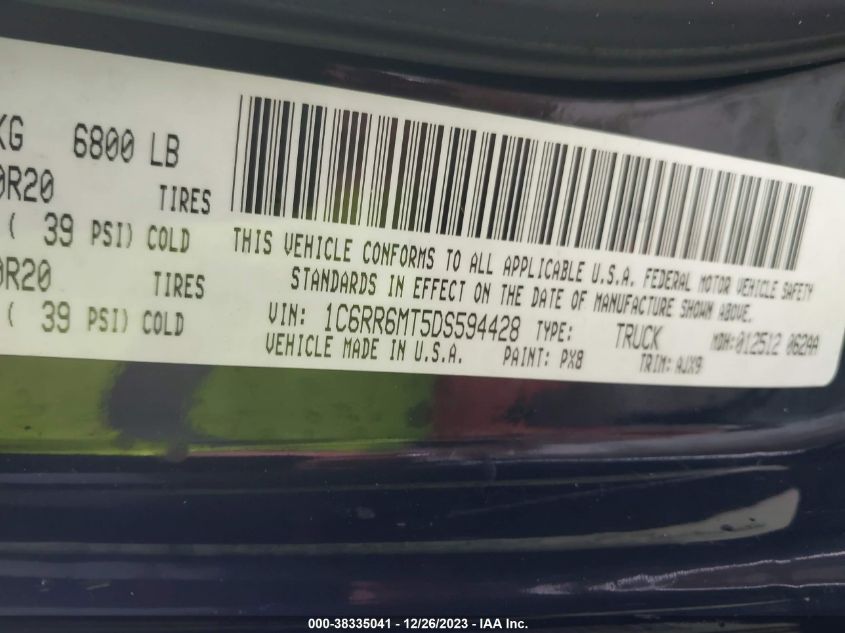 2013 RAM 1500 SPORT - 1C6RR6MT5DS594428