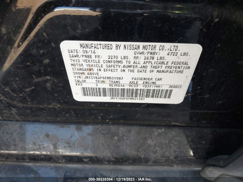 2015 INFINITI Q40 JN1CV6AP6FM501587