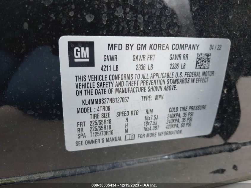 2022 BUICK ENCORE GX PREFERRED - KL4MMBS27NB127057