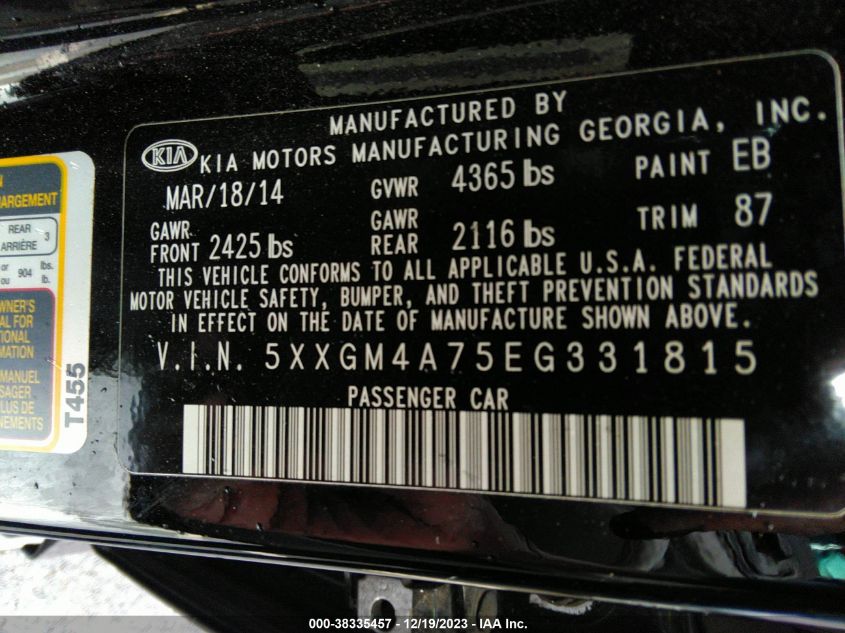 2014 KIA OPTIMA LX - 5XXGM4A75EG331815