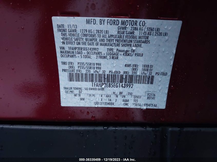 2014 FORD TAURUS SEL - 1FAHP2E85EG143992